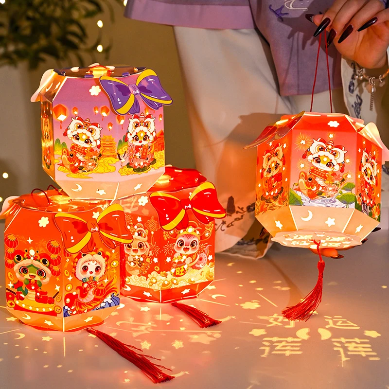 2025 Snake Lantern Children DIY Chinese New Year Handheld Cartoon Chinese Snake Lantern