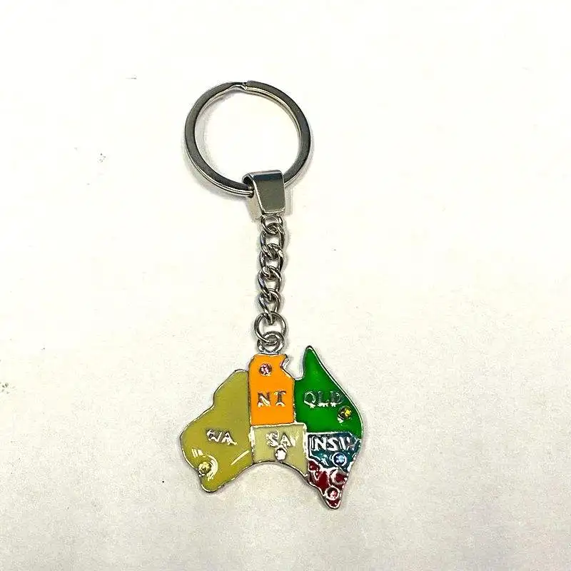 Factory Direct logo souvenir keychain Metal country shaped pendant keychain