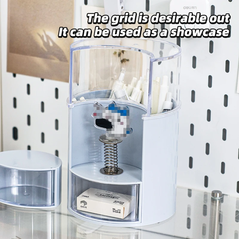 NEW ARRIVAL Combined Stationery Storage Box Desktop Office Plastic Revolving Drawer Pen Holder Container With Dustproof Cover