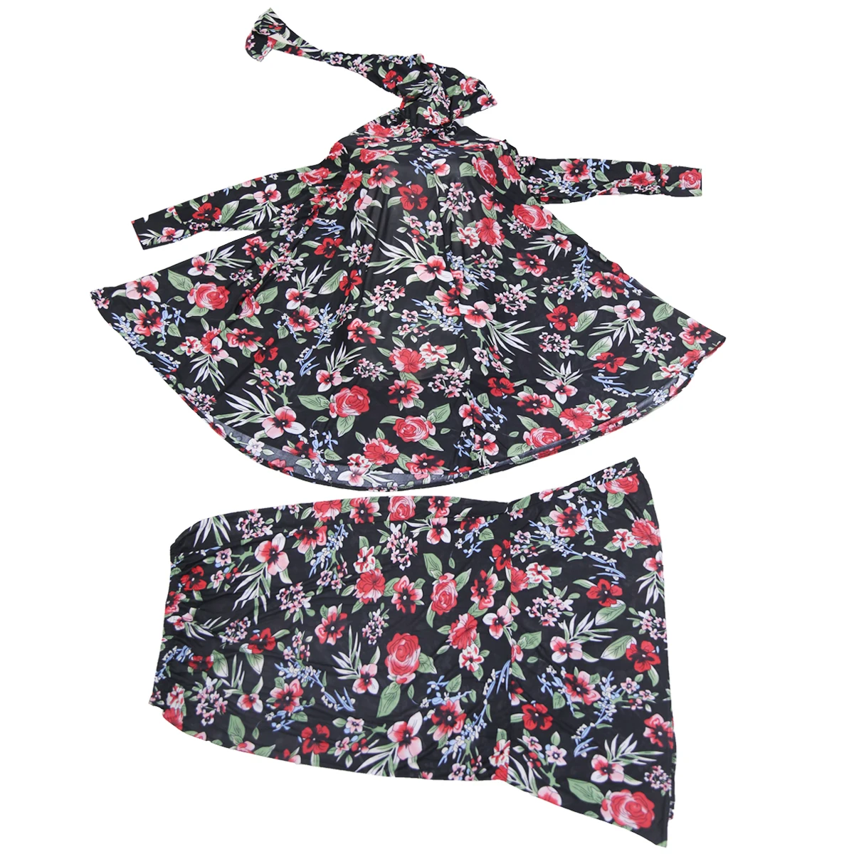 
Women Islamic Prayer Lady Robe Arabic Robe Hijab New Style Two Piece Muslim Floral Dress Two Skirts For Women Muslim 