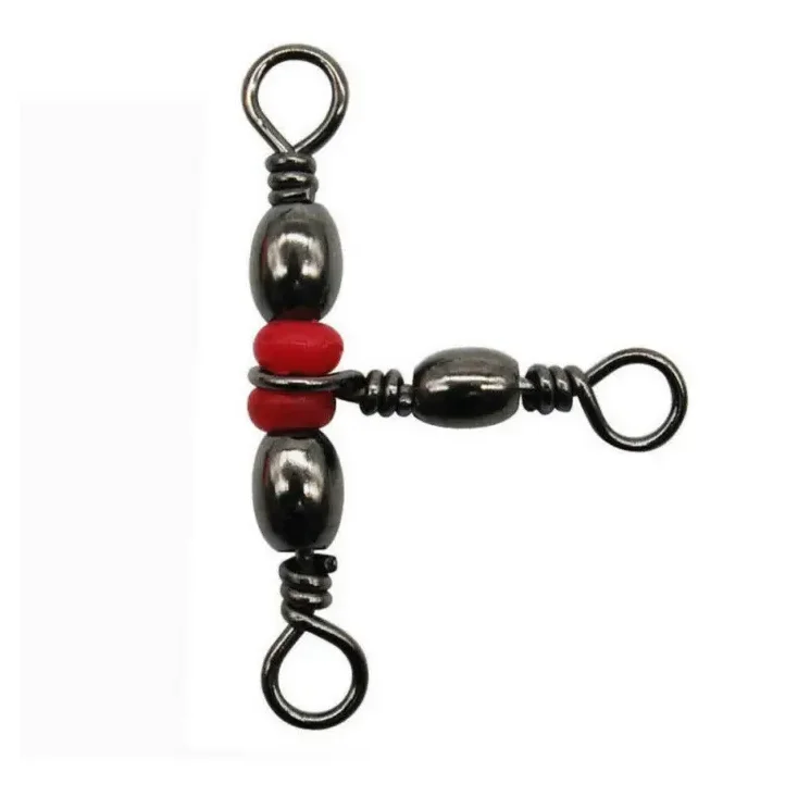 Fishing Snap Swivel 3 Way luminous  Swivel Barrel Ring Hook Lure Line Stainless Steel Connector Beaded Fishing Accessory