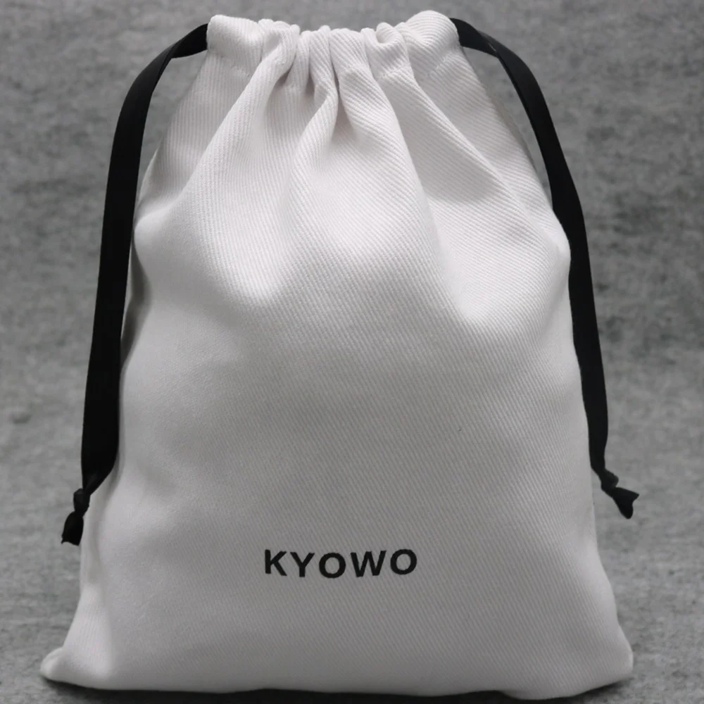 
Custom white bag wholesale drawstring pouch bag cotton canvas dust bag for handbags luxury with logo 