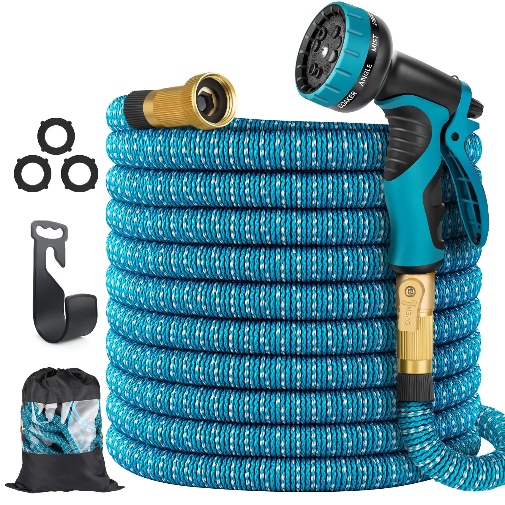 Expandable Garden Hose with 10 Function Nozzle water pump hose Brass Fittings