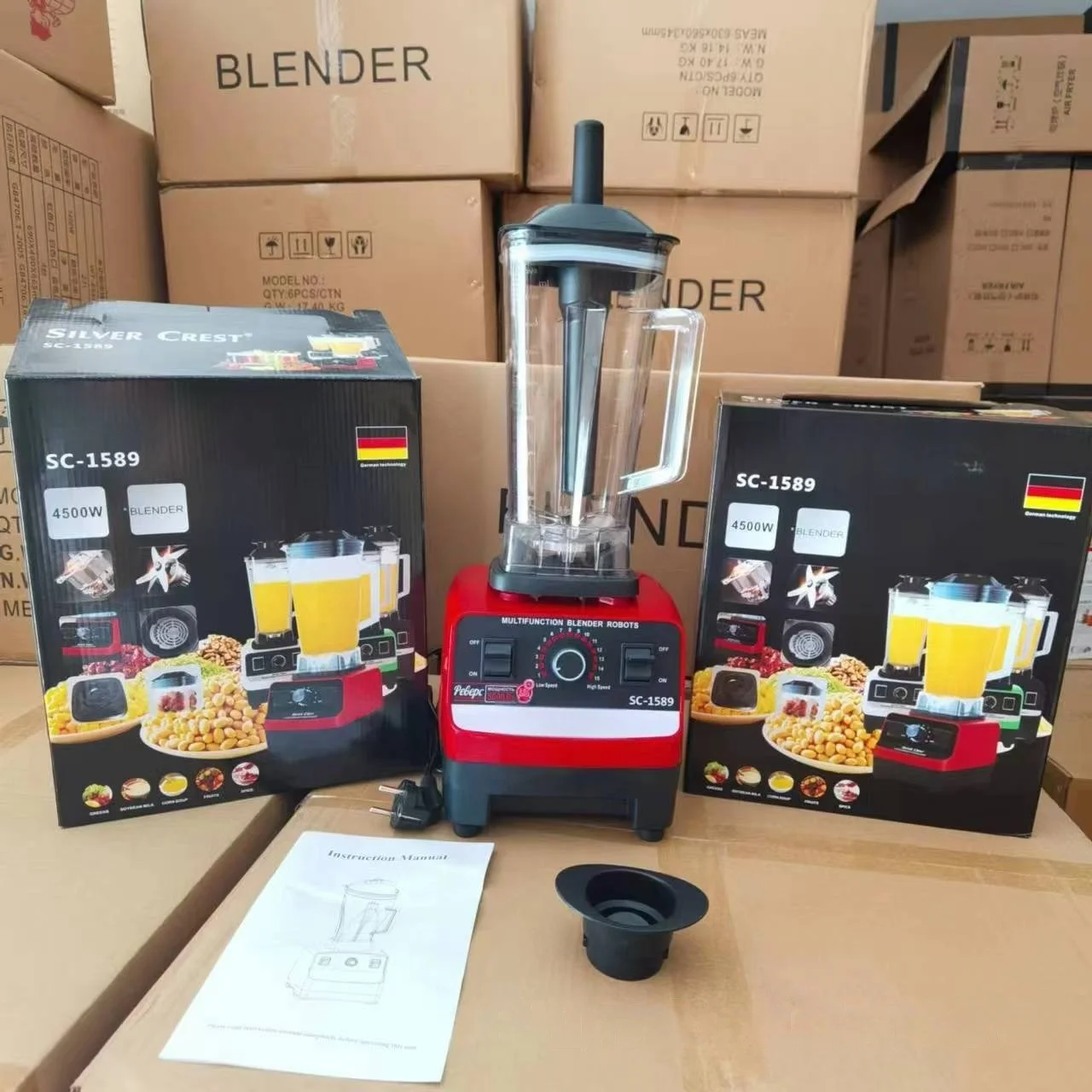 Hot Selling 4500W Silver Crest Commercial Electric Juicer 2-in-1 Heavy Duty Commercial Kitchen Mixer Blender Fresh Fruit Juice