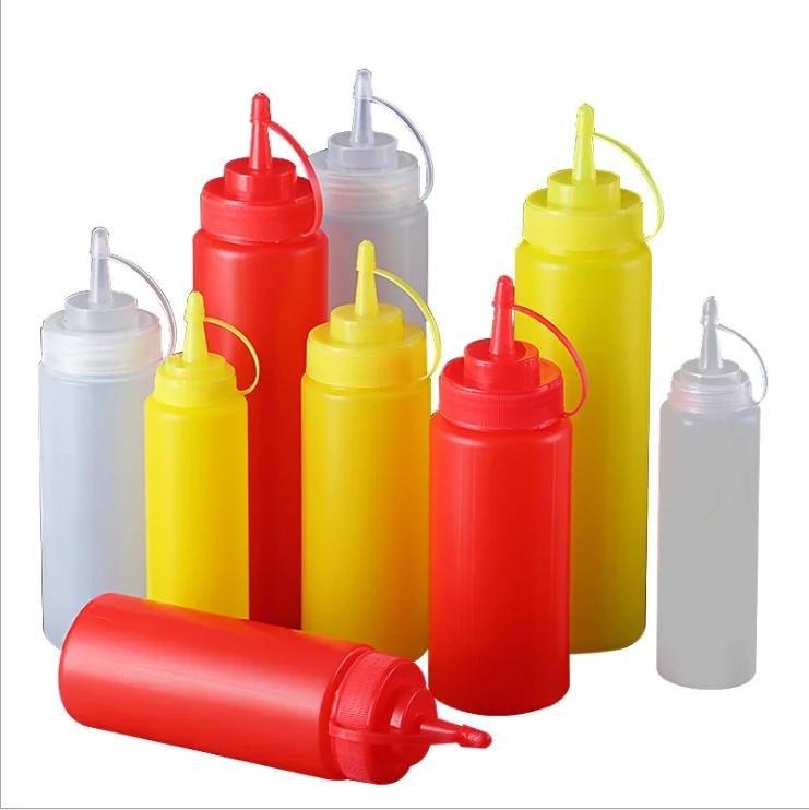 Food Grade Empty HDPE Plastic Sauce Squeeze Bottle with twist off cap