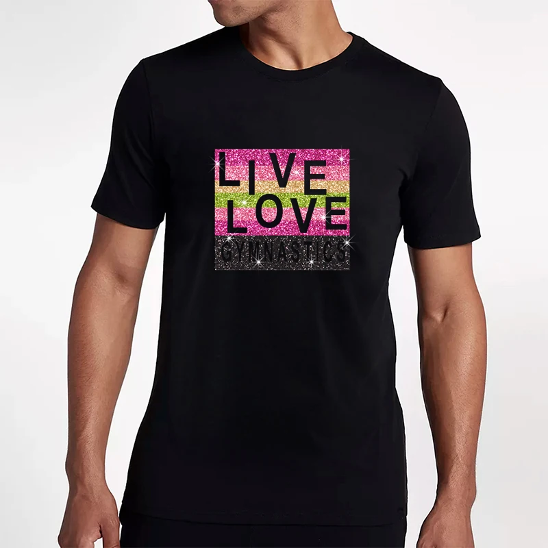 Живая Любовь гимнастика буквы Стразы Горячая фиксация украшения для футболок