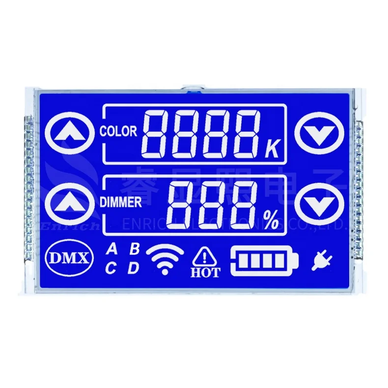 
Custom STN Negative 7 Segment Blue Display LCD Module 