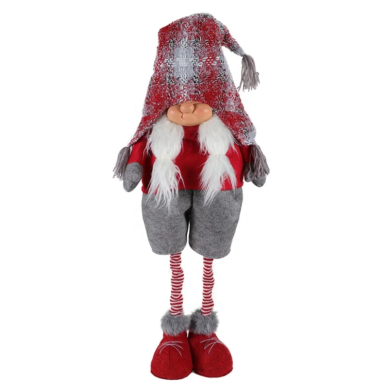
30 inch Hand Craft Supplies Christmas Plush Dolls Happy Resin Face Navidad Ornament Santa Gnome with Extended Legs 