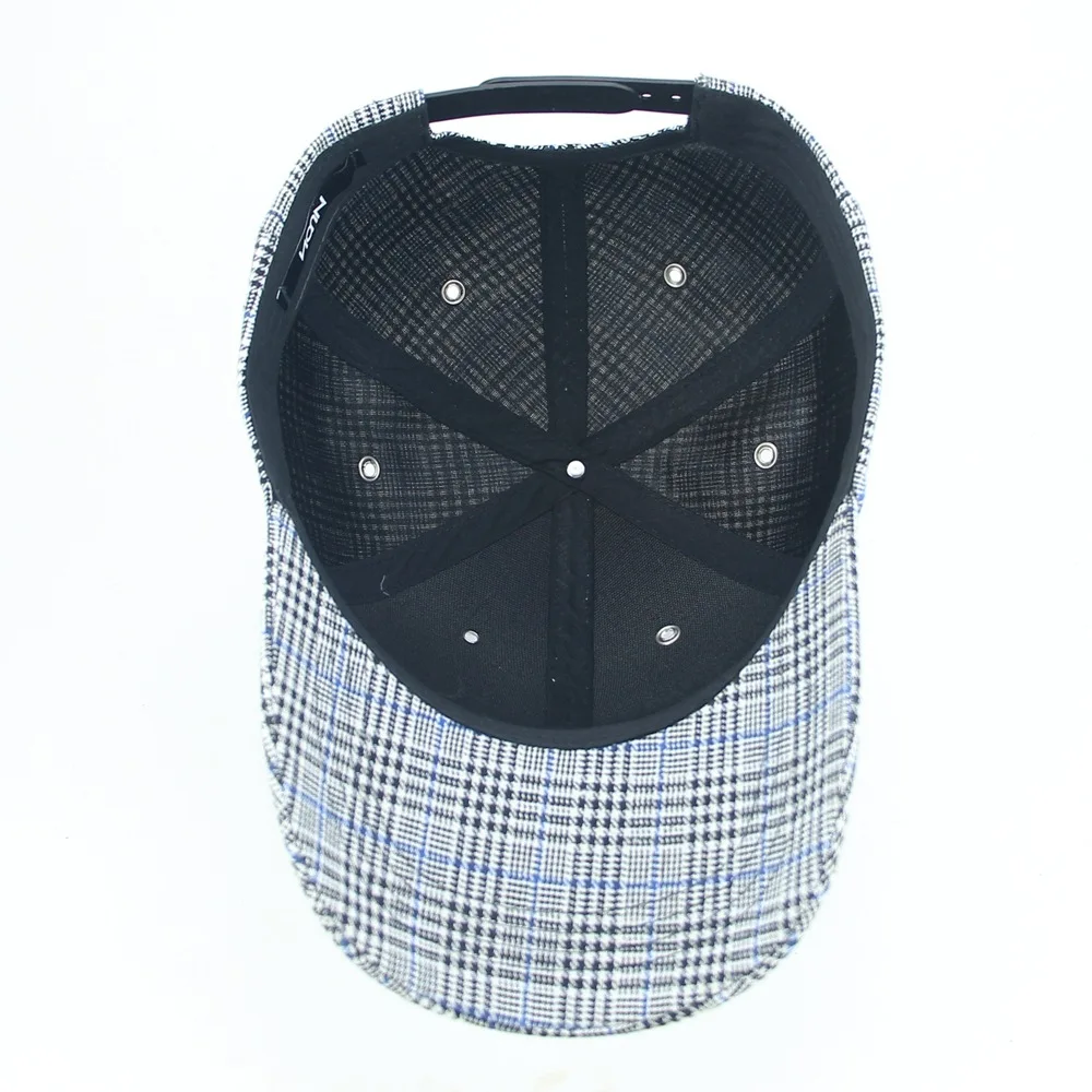 Factory Customized Striped Cloth Baseball Cap Korean Fashion Striped Hat 6 Metal Eyelet Fashion Hat