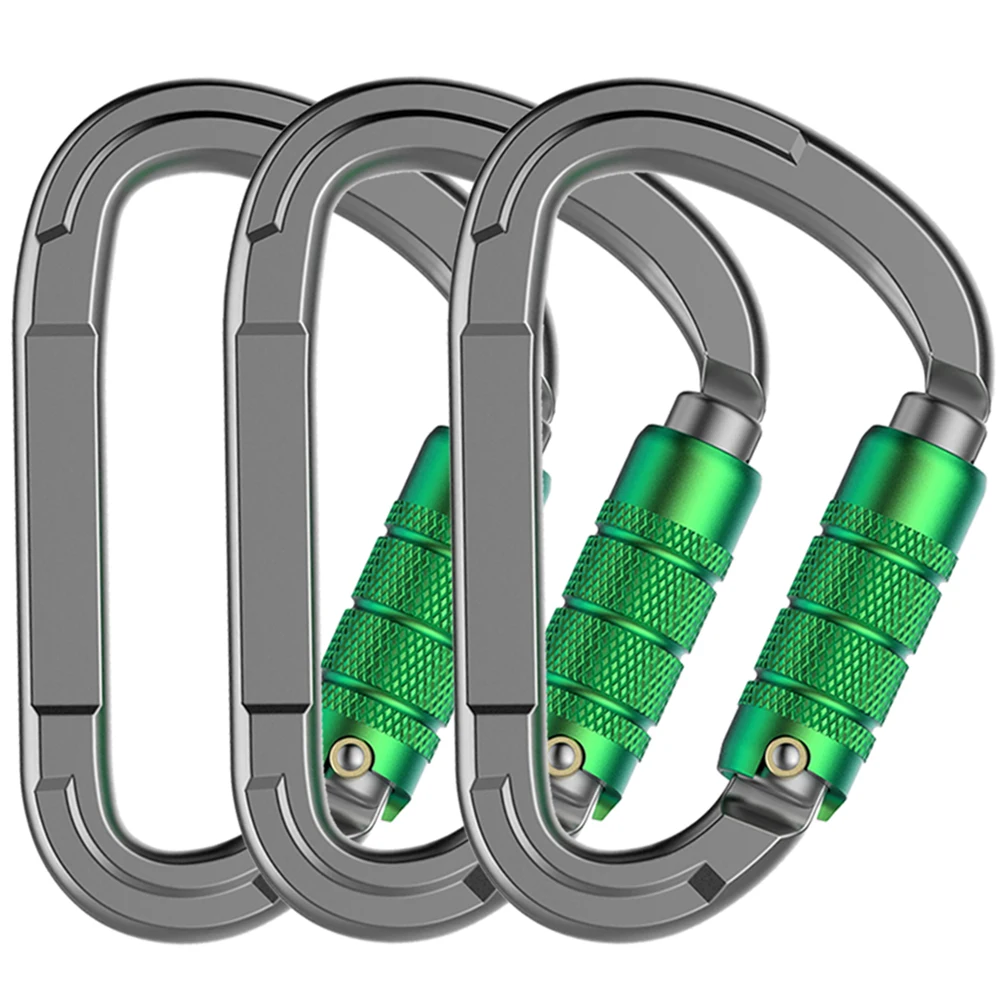 Aerospace Aluminium 25KN D-shape Snap Hook Auto-locking Carabiners Mountaineering Safety Masterlocks Climbing Carabiners Clip