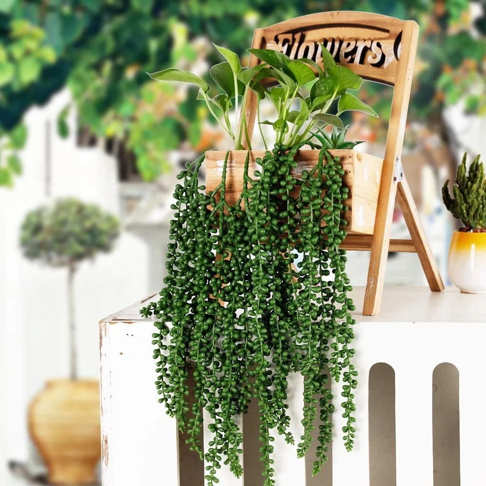 
Hanging Plants String of Pearls Bouquet Arrangements Faux Branch Lover Tears DIY for Garden Decor Home Decoration Vine Greenery 