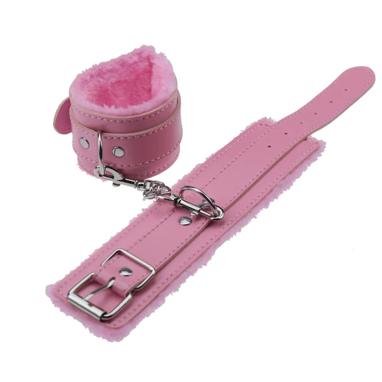 PU Leather Restraint Sexy Handcuffs with fur Sex Male Sex Bondage Noverty Fetish BDSM Games Of Desire Furry Handcuffs