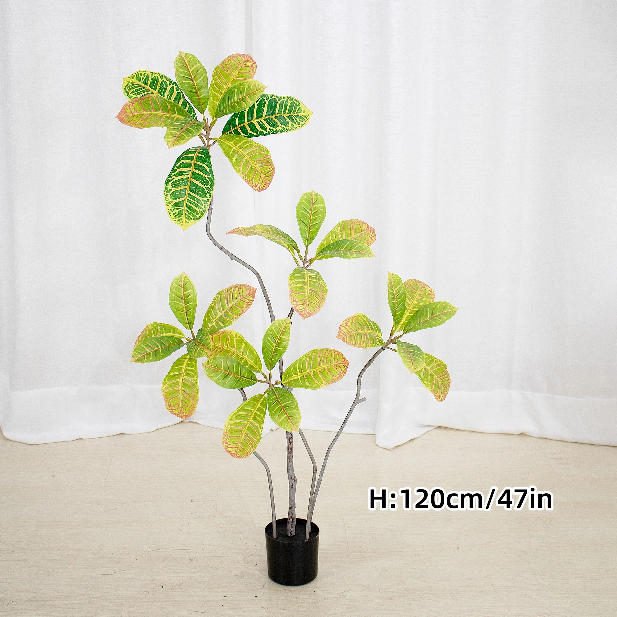 Colorful Plastic Artificial Croton Tree Pot Fake Potted Plant Home Decorative Grass Palm Flowers Moss Outdoor Wedding Occasions