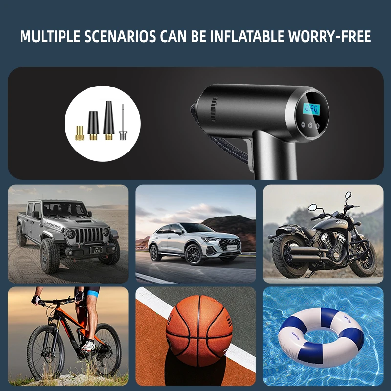 Handheld Air Compressor 12V 150PSI Wired Inflatable Pump Portable Air Pump Tire Inflator for Car Bicycle Balls