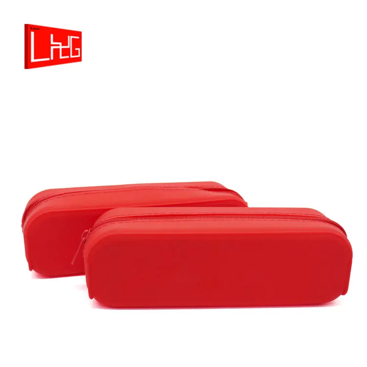 Wholesale custom printed logo students zipper pen bag large capacity silicone pencil case
