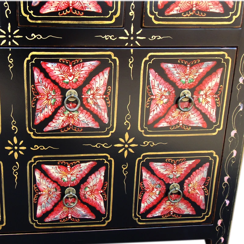 Chinese classic vintage style reclaimed wood hand natural antique Painting Cd Cabinet