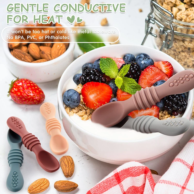 Wholesale Silicone Soft Spoon Food Grade Baby Led Weaning Utensils Silicone Baby Spoons for Toddler Infant Spoon First Stage
