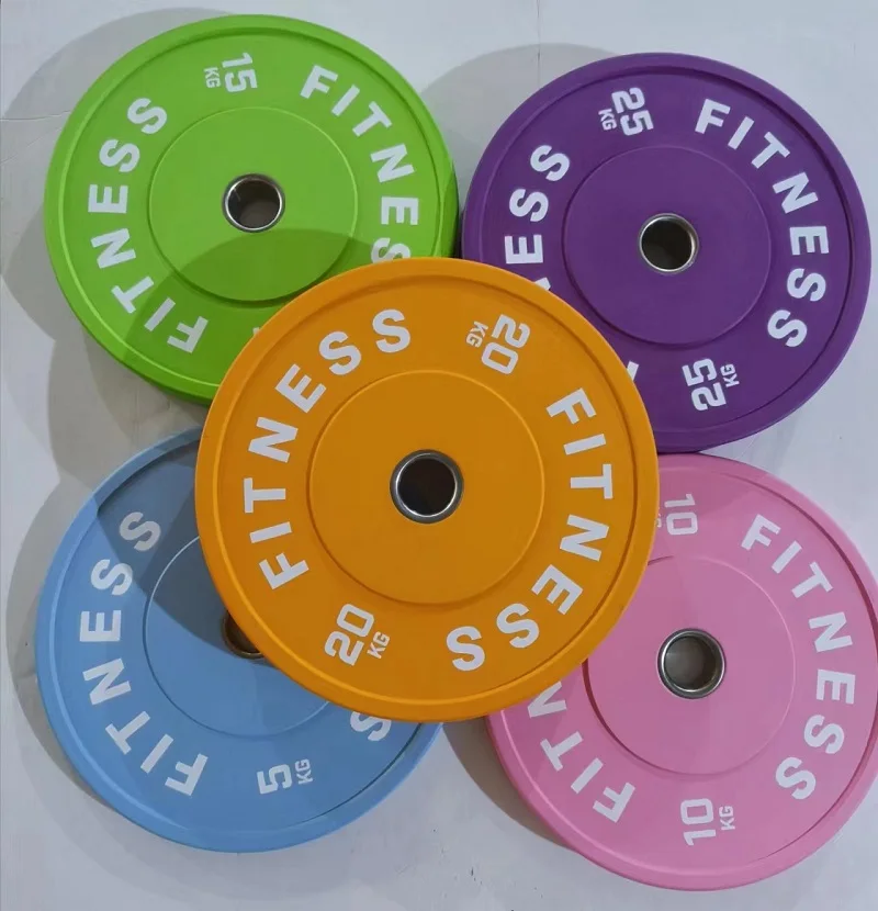 Commercial Colorful Weightlifting 5-25 Kg Training Rubber Barbell Bumper Plate Weights For Bodybuilding Workout