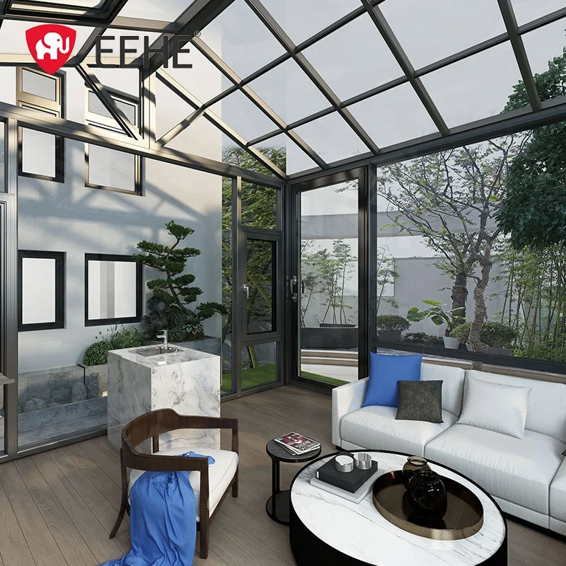Aluminum Veranda Sunroom Free Standing Insulated Outdoor Garden Glass House Triangle Roof Sunroom