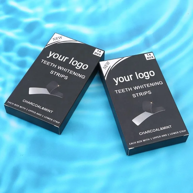 Bleaching White Bamboo Charcoal 3D Teeth Whitening Strips Private Label Black Whitening Teeth Strips With Private Label