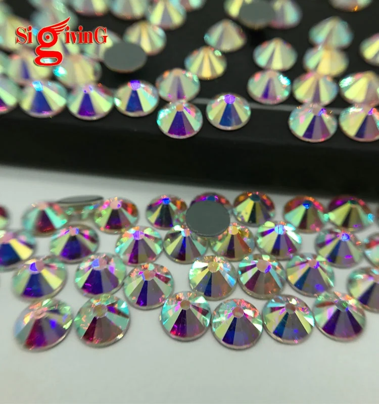 Top Sale SS10 Sparkle Diamond AB Flat Back Rhinestone Crystals Hot Fix Cloth Rhinestone