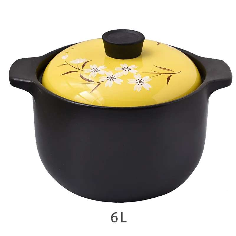 Wholesale hot selling durable casserole ceramic clay pots for cooking cookware casseroles dish with yellow lid