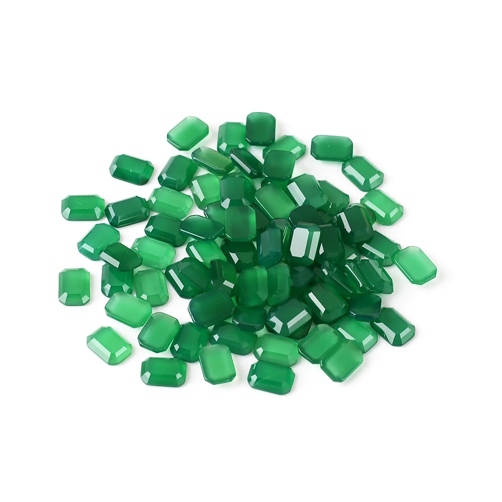 Hot Sale Natural Green Agate loose wholesale gems For Jewelry Pendant Ring Octagon Baguette crafts Emerald Cut Green Onyx