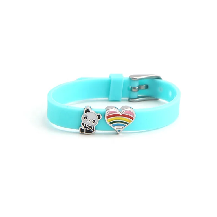 
New arrival 8mm adjustable DIY charm keepering silicone wristbands for kids 