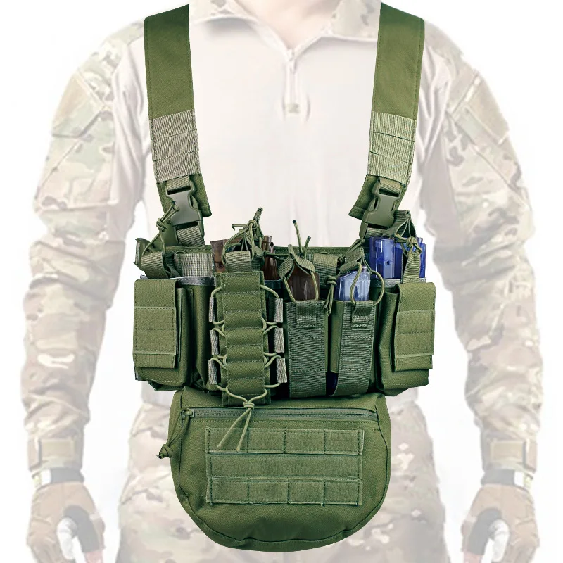 D3 Tactical Vest Chest Rig Pack Pouch Combat Paintball Multi-pocket Lightweight Nylon Outdoor Camping Hiking Accessories