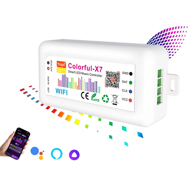 Tuya Smart WiFi Zigbee BT Colorful X7 LED Music Controller SP107E Matrix 1024 Pixels LED Panel Light Music Spectrum Controller