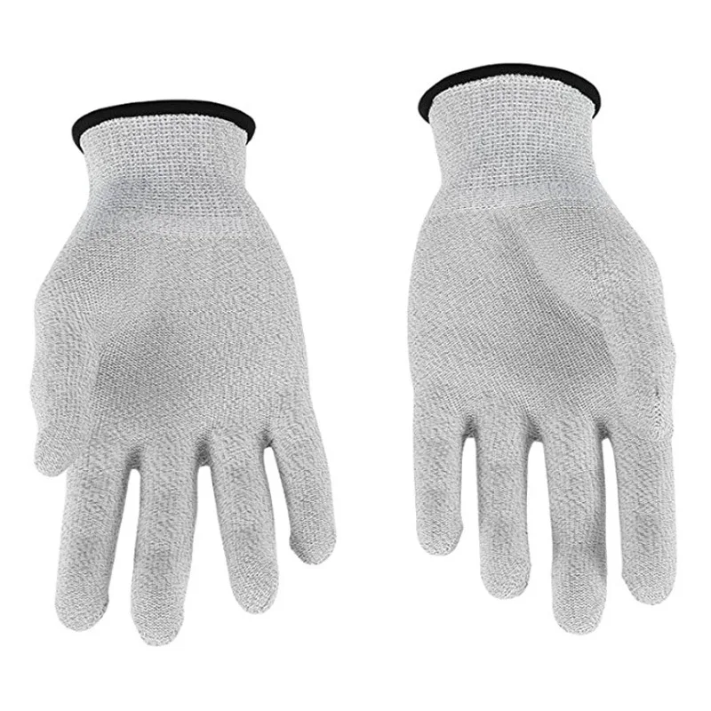 Silver Fiber Medical Equipment Electric Massage Gloves With Adapter Electrode Lead Wires