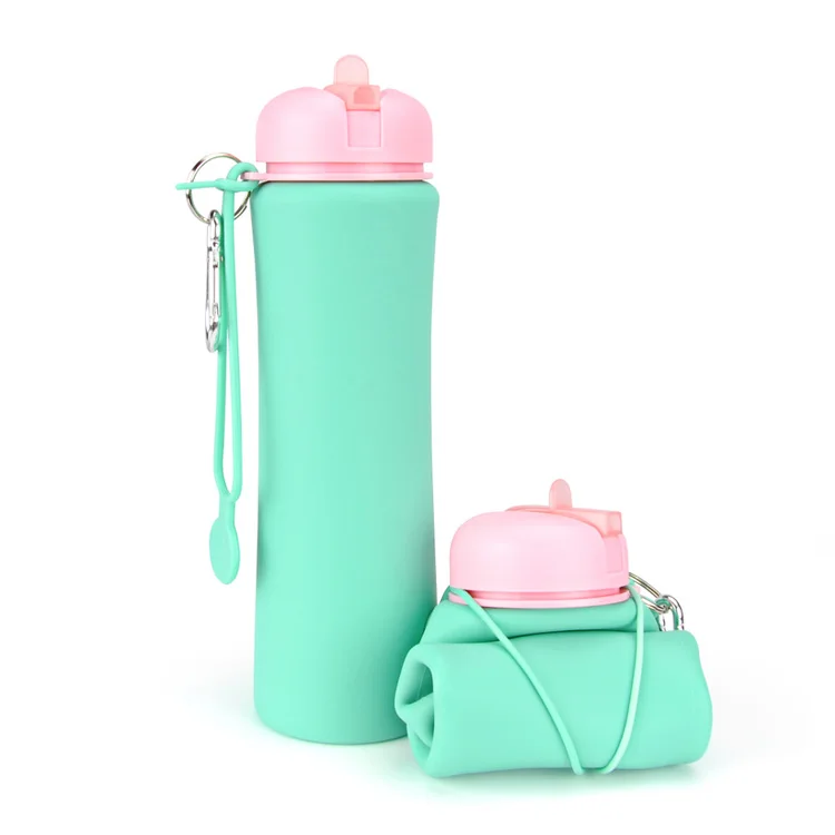 
Free Sample Bpa Free Sports Silicone Collapsible Foldable Water Bottles 