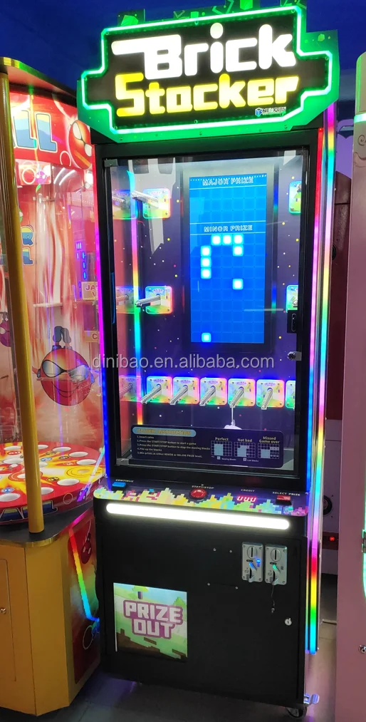 New Design Coin Operated Arcade Prize Gift Machine Doll Machine Brick Stacker Toy Vending Machine