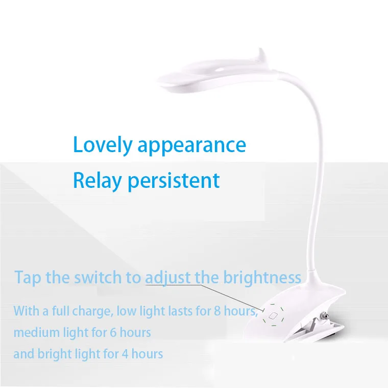 
Factory ODM OEM Supply LED Book Lamp White Light Lithium Battery Power Clip on Reading Light Night Reading 