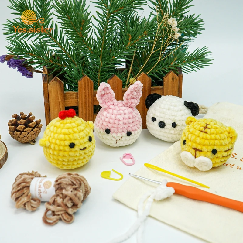 mini DIY crochet animal kits with crochet hooks yarn set toys hook de costura kit d aiguille de crochet tool kit