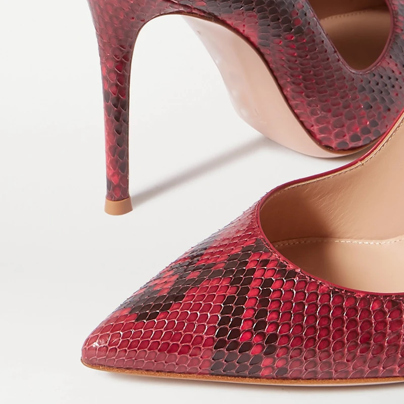 Wholesale Lady shoes Factory Pointed Toe Sexy Snake Print Stiletto High Heels Pumps