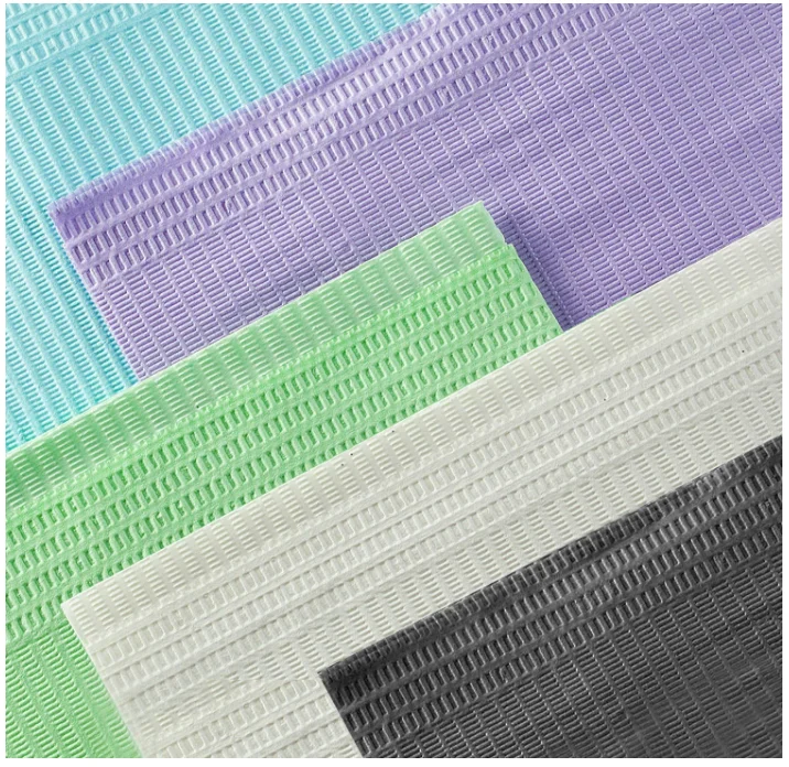 Dental Consumables 500PCS Colorful Disposable 3Ply Dental Bibs Medical Dental Napkins  with 2Ply Paper 1Ply  Poly