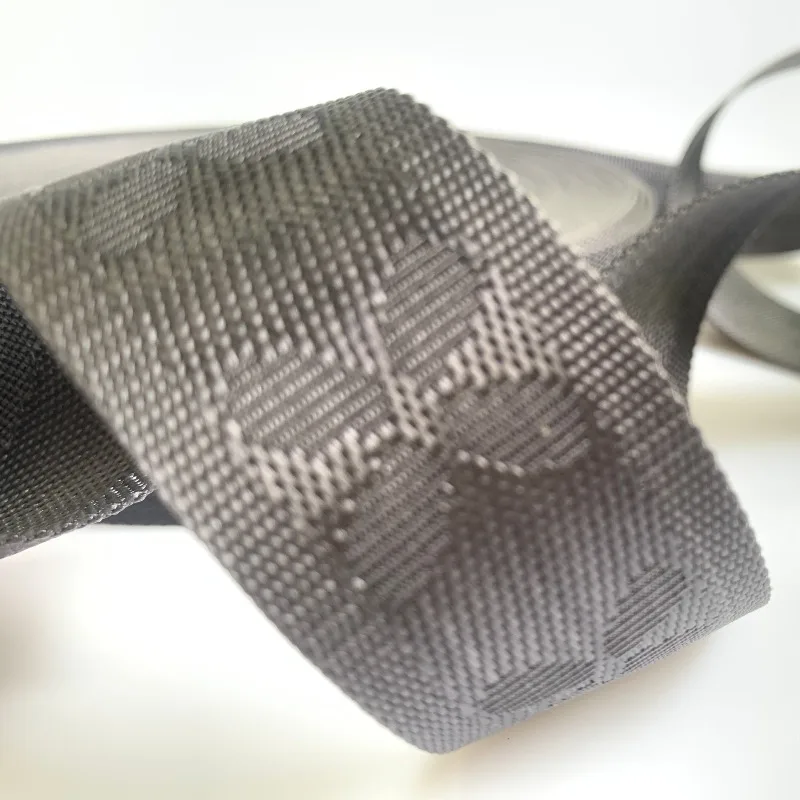 Nylon Webbing Straps for Making Bags Garments Pattern Printed Reflective Black Jacquard Nylon Belt