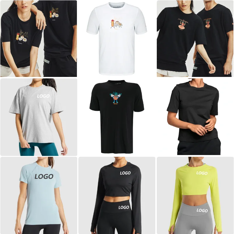 Cross-Border Sports Fitness Landmark Sketch Couple Cute T-Shirt Plain Custom Printed T-Shirts Cheap Round Neck T Shirt