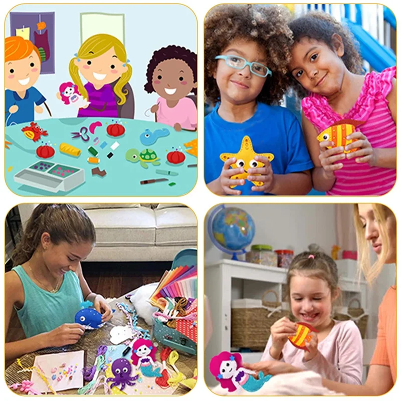 Wholesale DIY Beginners Educational Felt Animal Craft Set Kids Sewing Kit