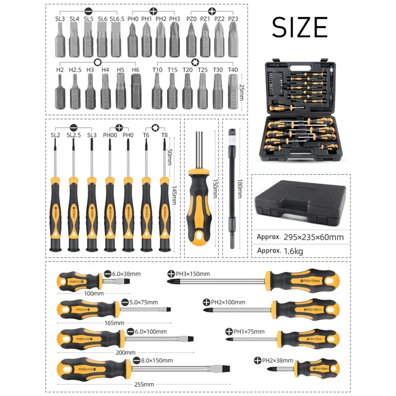 42 PCS Magnetic Screwdriver Tool Set with Case Hand Screwdriver Set