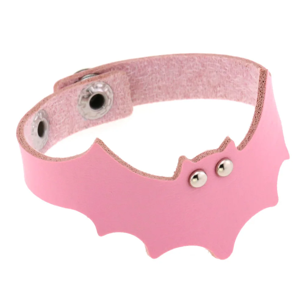 Unisex Fashion Handmade Wide PU Leather Punk Bangle Bat Bracelets