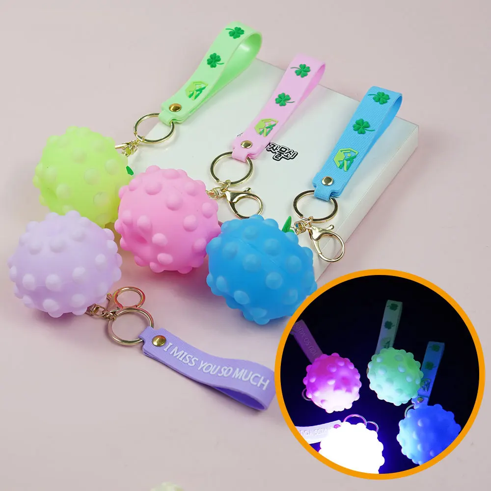 Trending Products 2022 Silicone Push Bubble Popper Fidget Toy Led Lighting Stress Sensory Balls Pop Key Chains