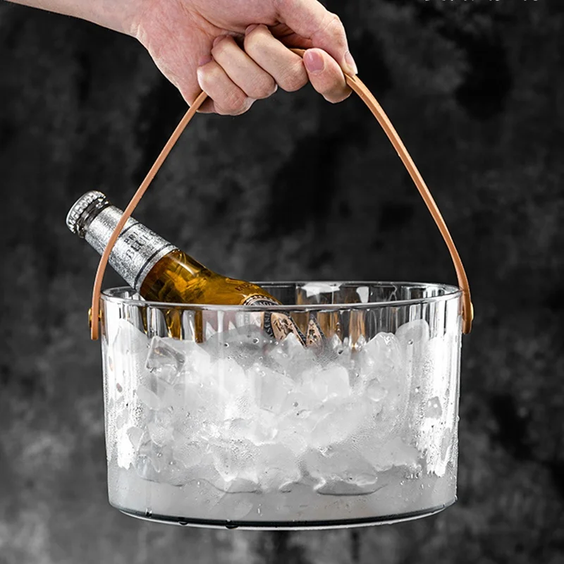 Custom Belt Cooler Portable Beer Ice Bucket Storage Baskets Champagne Bucket Acrylic Ice Buckets