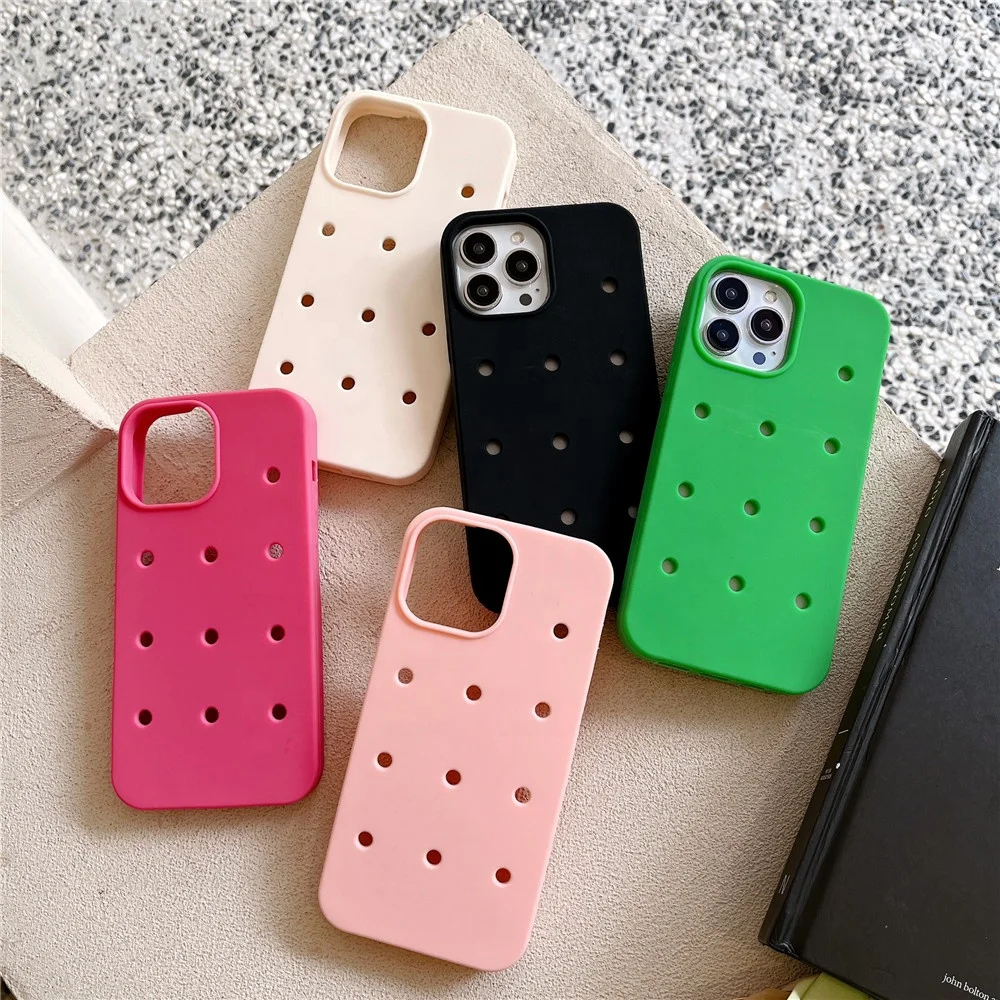 high quality waterproof silicone cell phone case with holes diy phone case for iphone 15 11 12 13 14 pro max hold