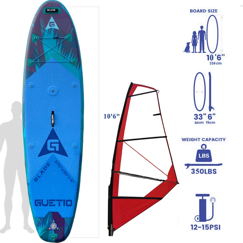 Фабрика OEM Wind SUP Весло Surf UV печатная доска Складная мягкая для серфинга суперполе водных видов спорта