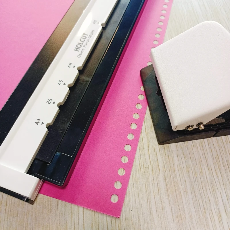 Black Metal and Plastic Used for A4 B5 A5 Position the Hole Punch Loose-leaf Paper 6 Hole Punch