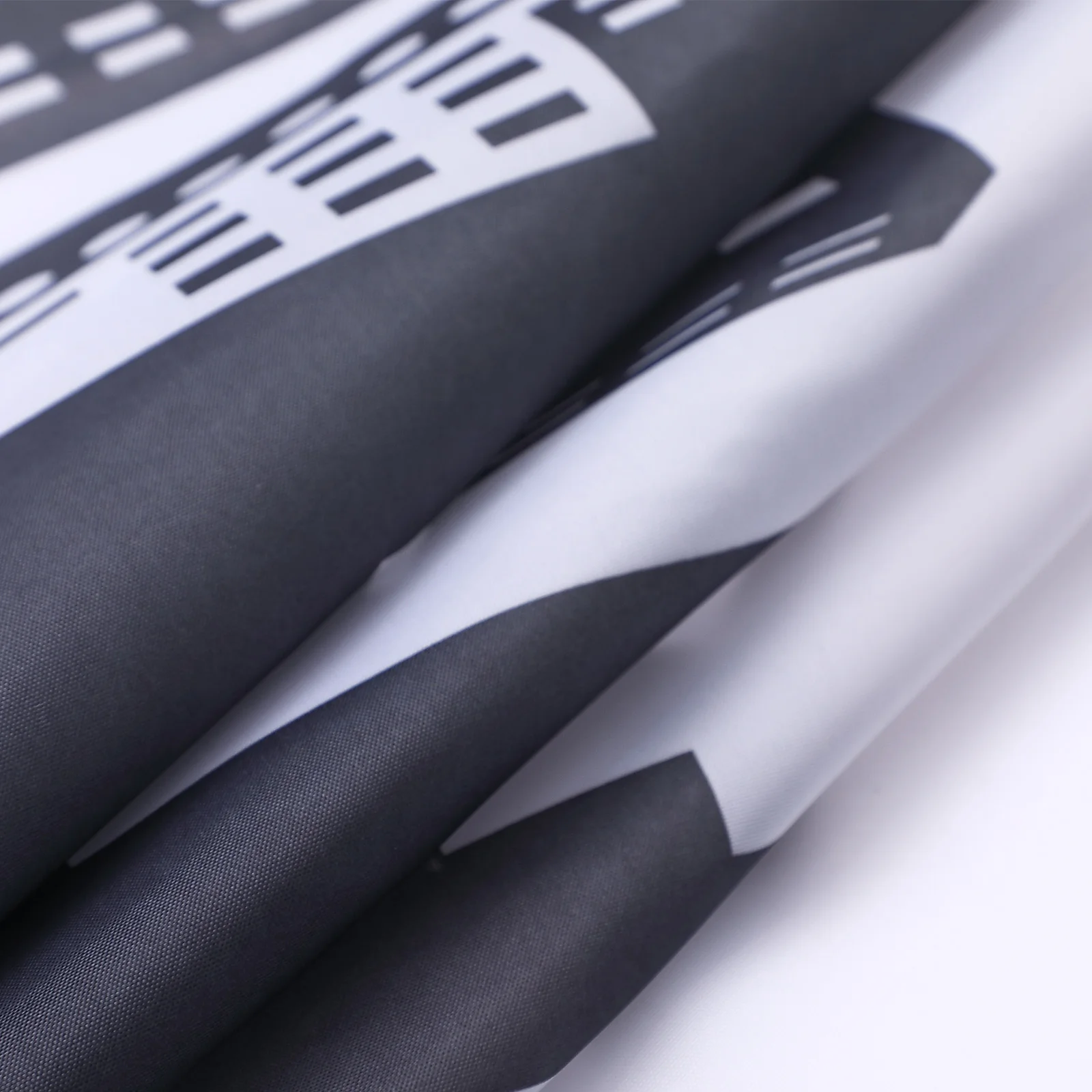 Black with White Printing New York City Style Polyester Shower Curtain with C hooks Set of 13