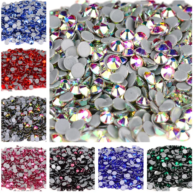Hot Wholesale High Quality ss3-ss30 Hot Fix Crystal Glass Iron On Rhinestones Crystal Glue Back Bulk Hotfix Rhinestones