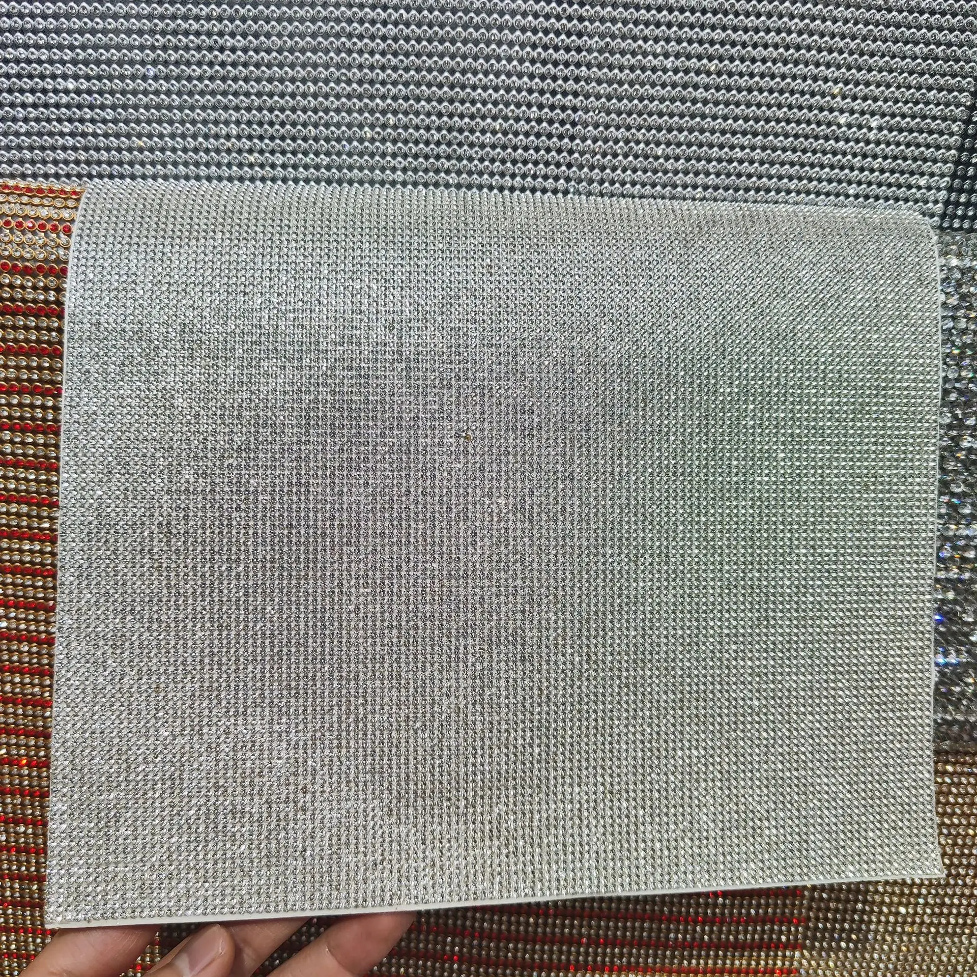 Wholesale 24*40cm Fast Delivery Glass Hot Fix Rhinestones Self-adhesive Crystal Bling Rhinestone Mesh Sheet For Clothes